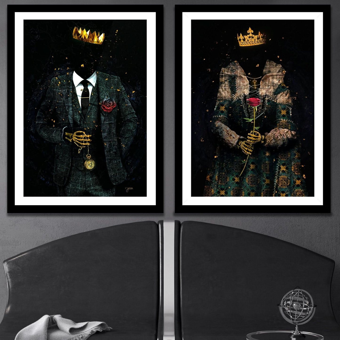 Skeleton King and Queen Semi - Gloss Prints - Luxury Wall Art