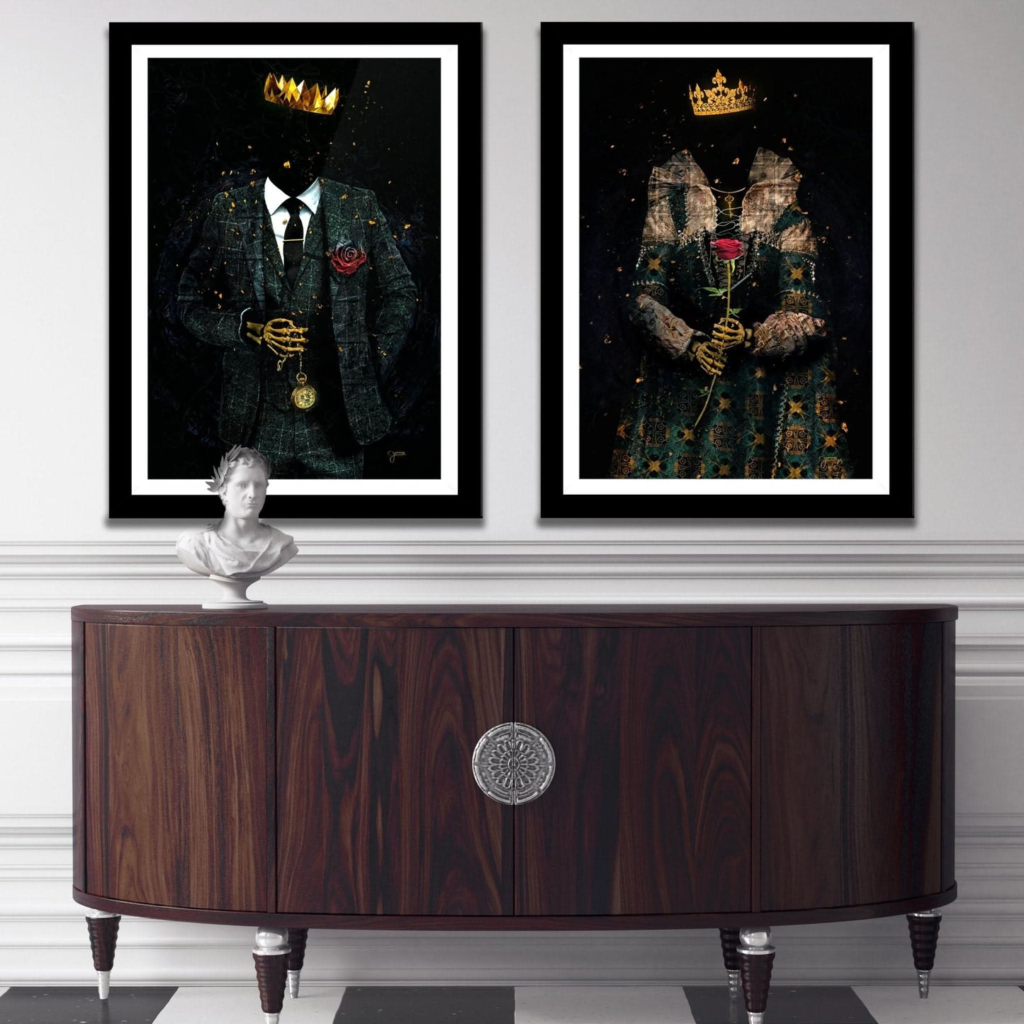 Skeleton King and Queen Semi - Gloss Prints - Luxury Wall Art