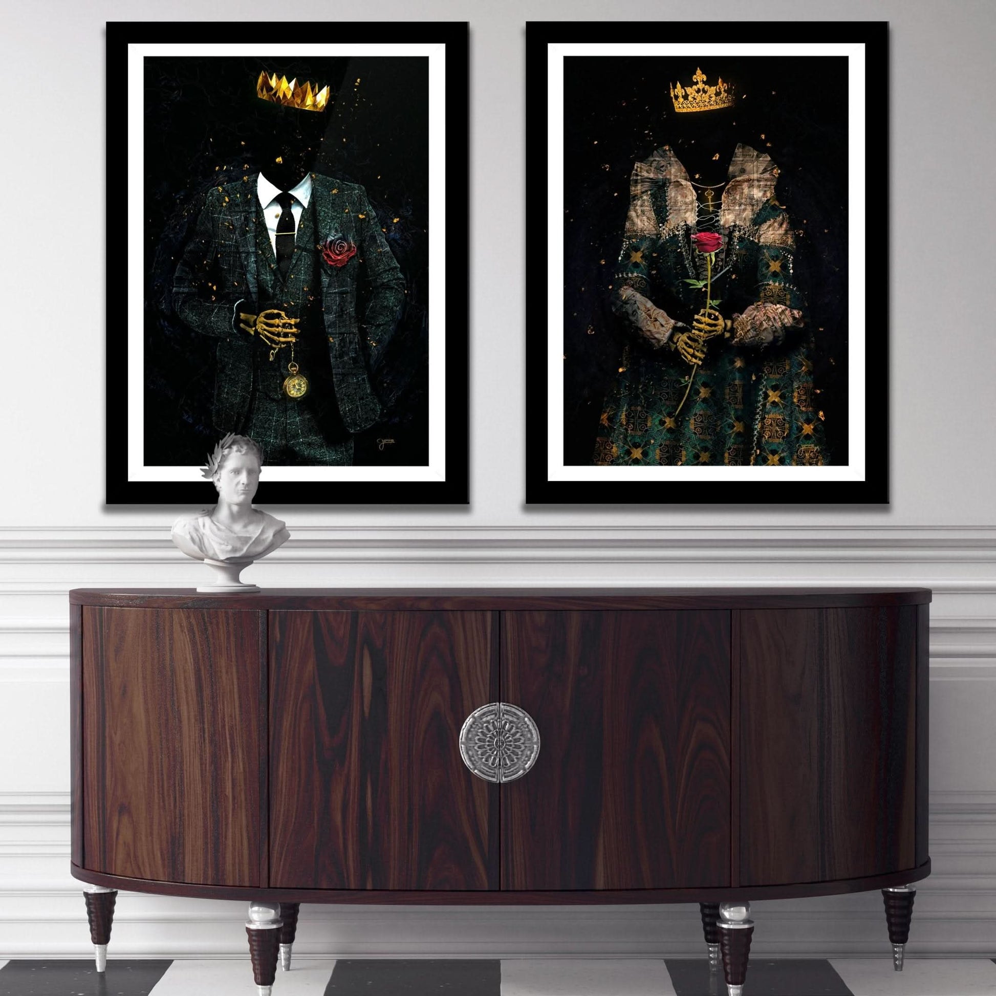 Skeleton King and Queen Semi - Gloss Prints - Luxury Wall Art