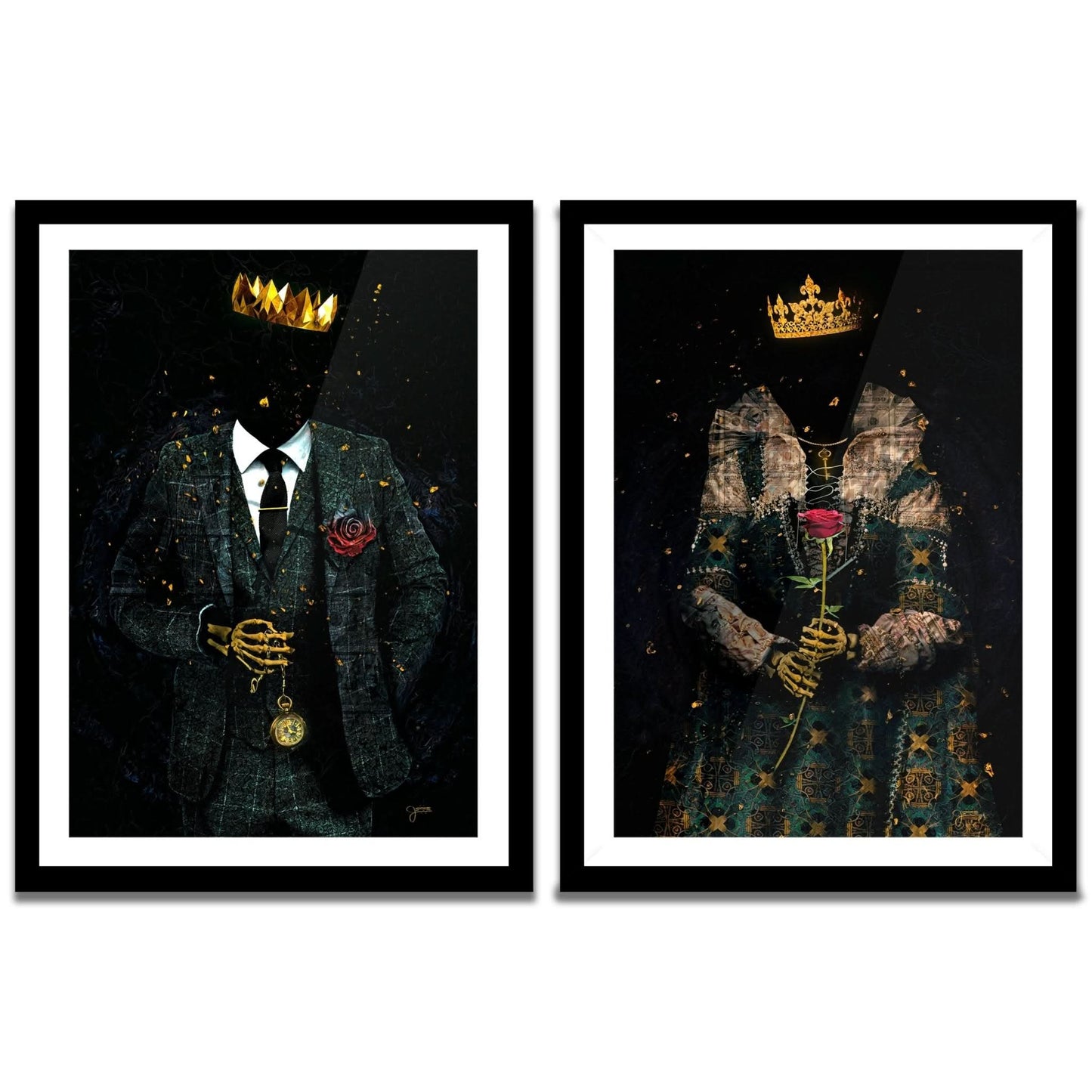 Skeleton King and Queen Semi - Gloss Prints - Luxury Wall Art