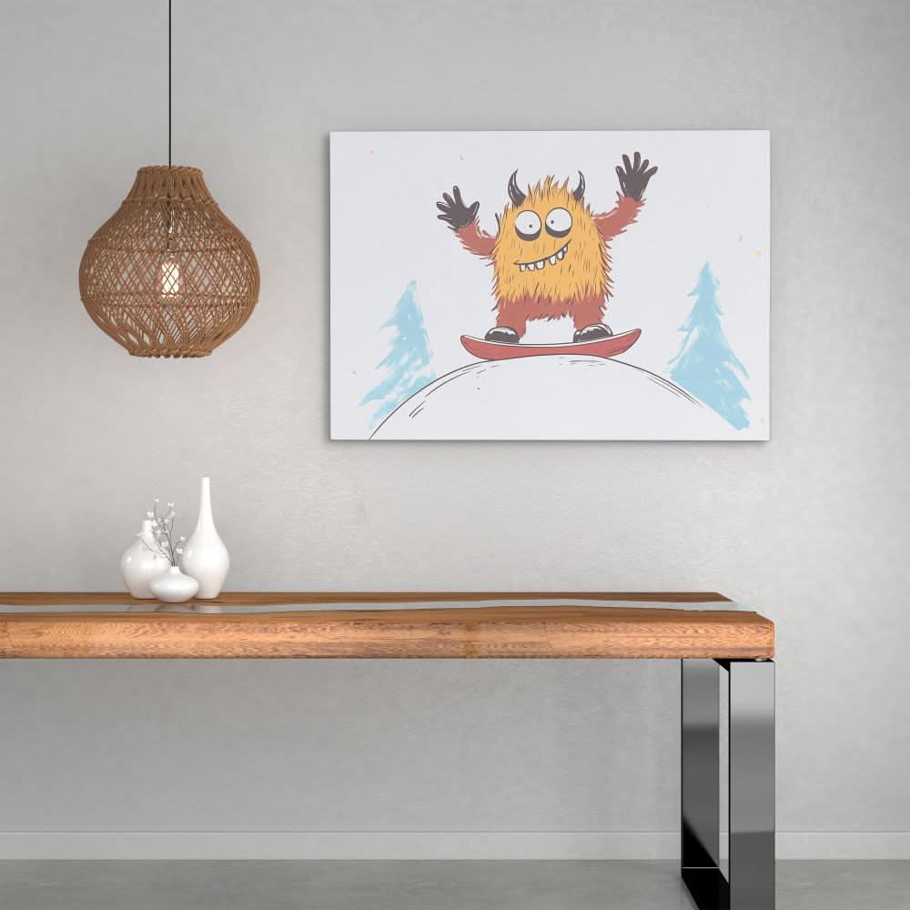 Ski Free - White Wall Art for Kids Room