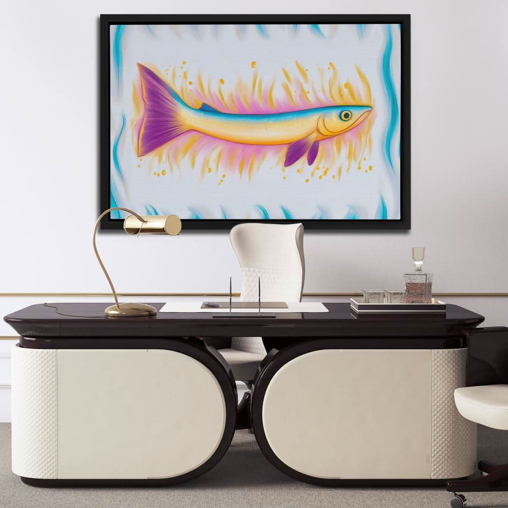 Skinny Fish - Coastal Wall Art in Black Frame