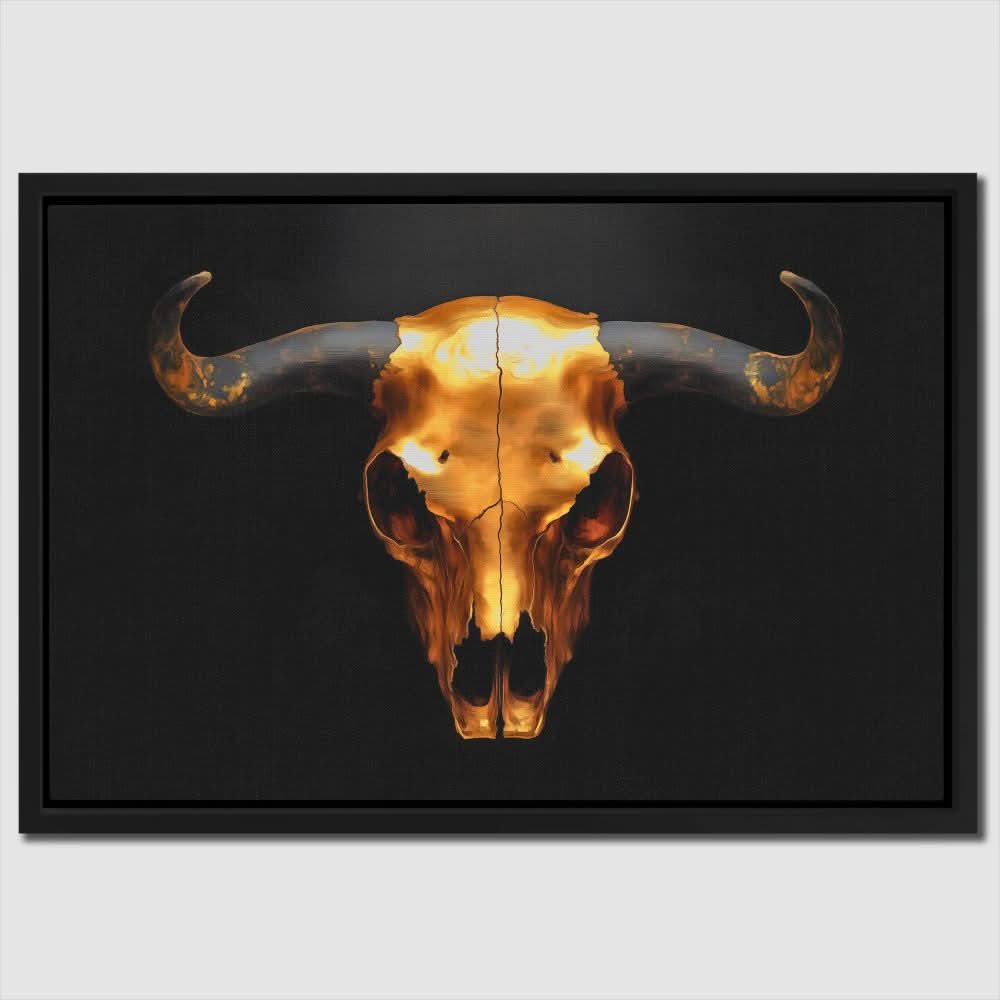Skull of a Bull - Black and Gold Man Cave Canvas Print
