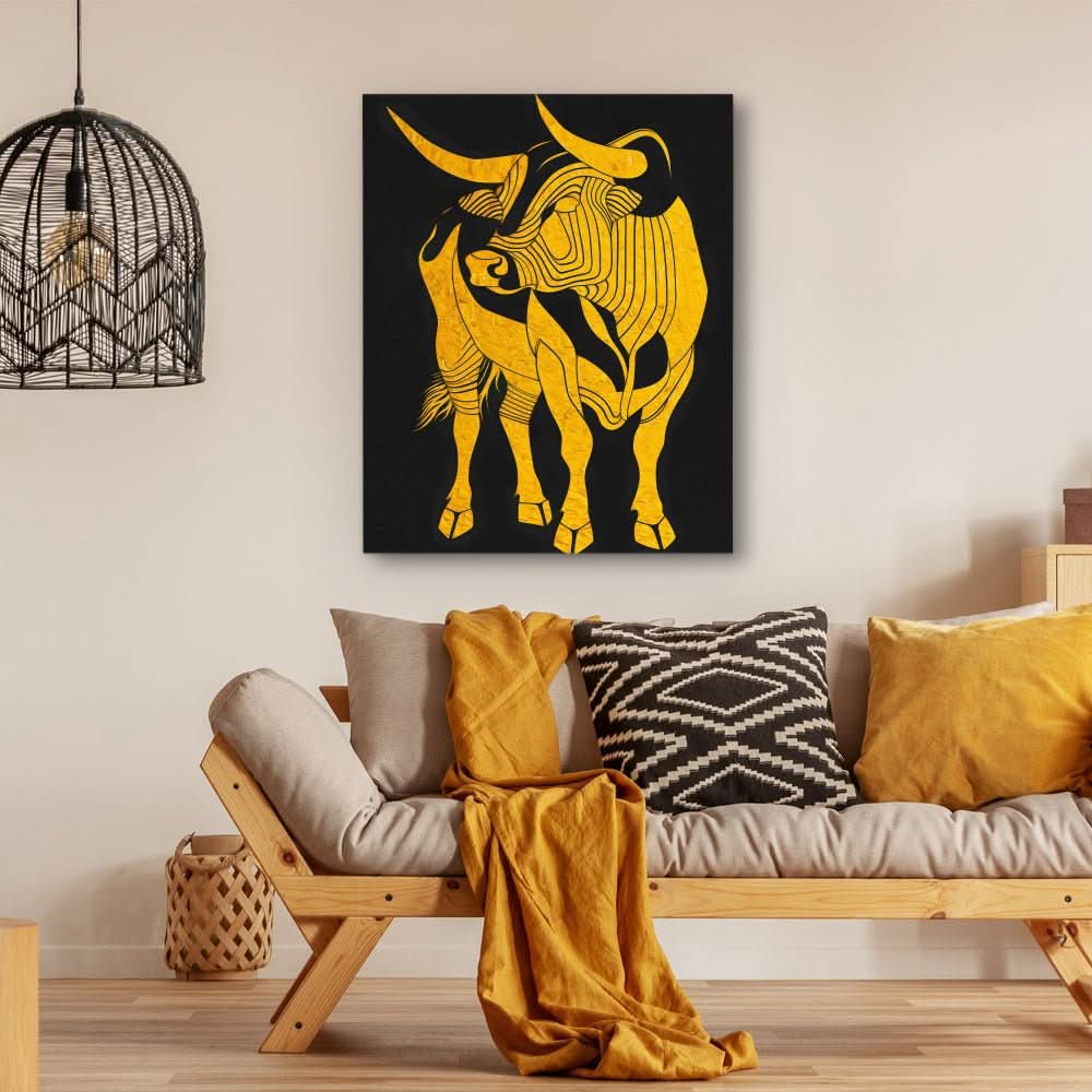 Sleek Power - Black and Gold Wall Art for Home Office