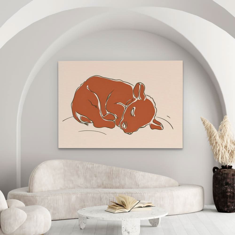 Sleeping Calf - Wall Art in Black Frame