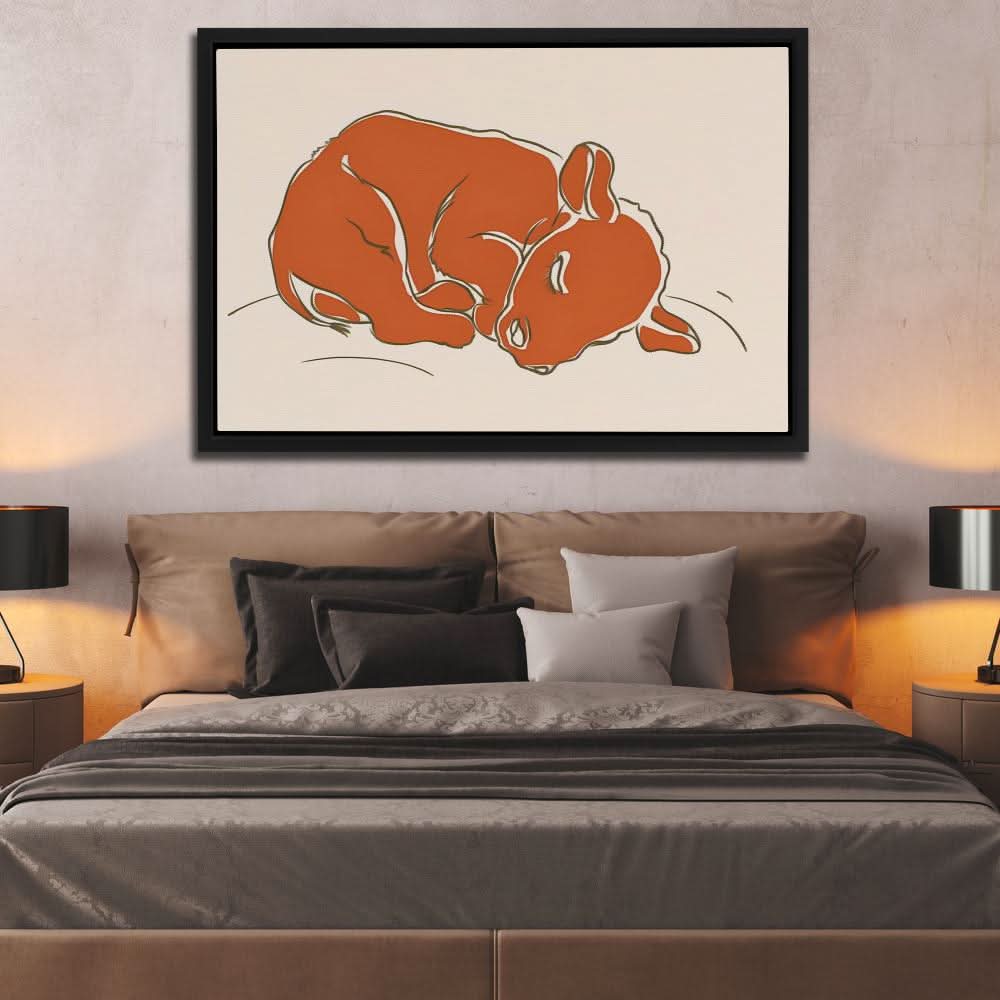 Sleeping Calf - Beige Baby Animal Canvas Print
