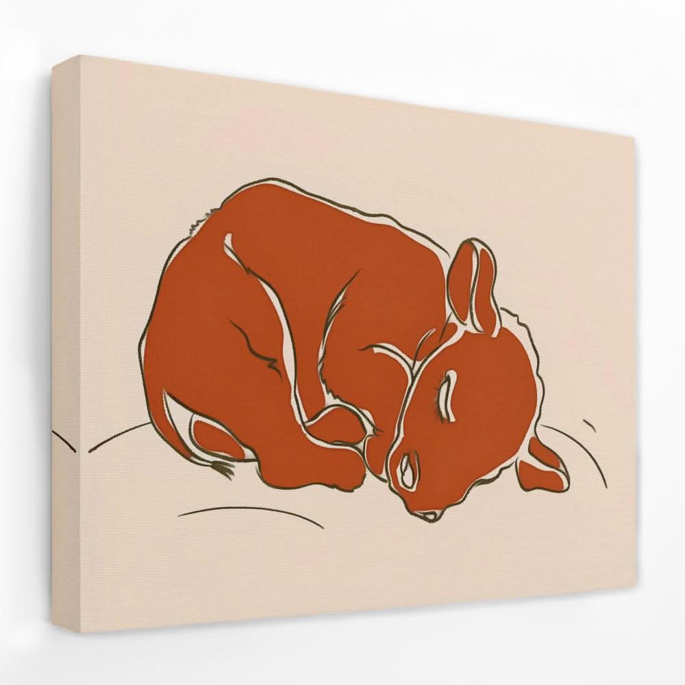Sleeping Calf - Animals Canvas Wall Art