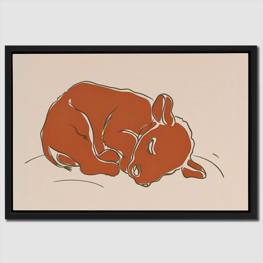 Sleeping Calf - Beige Canvas Wall Art