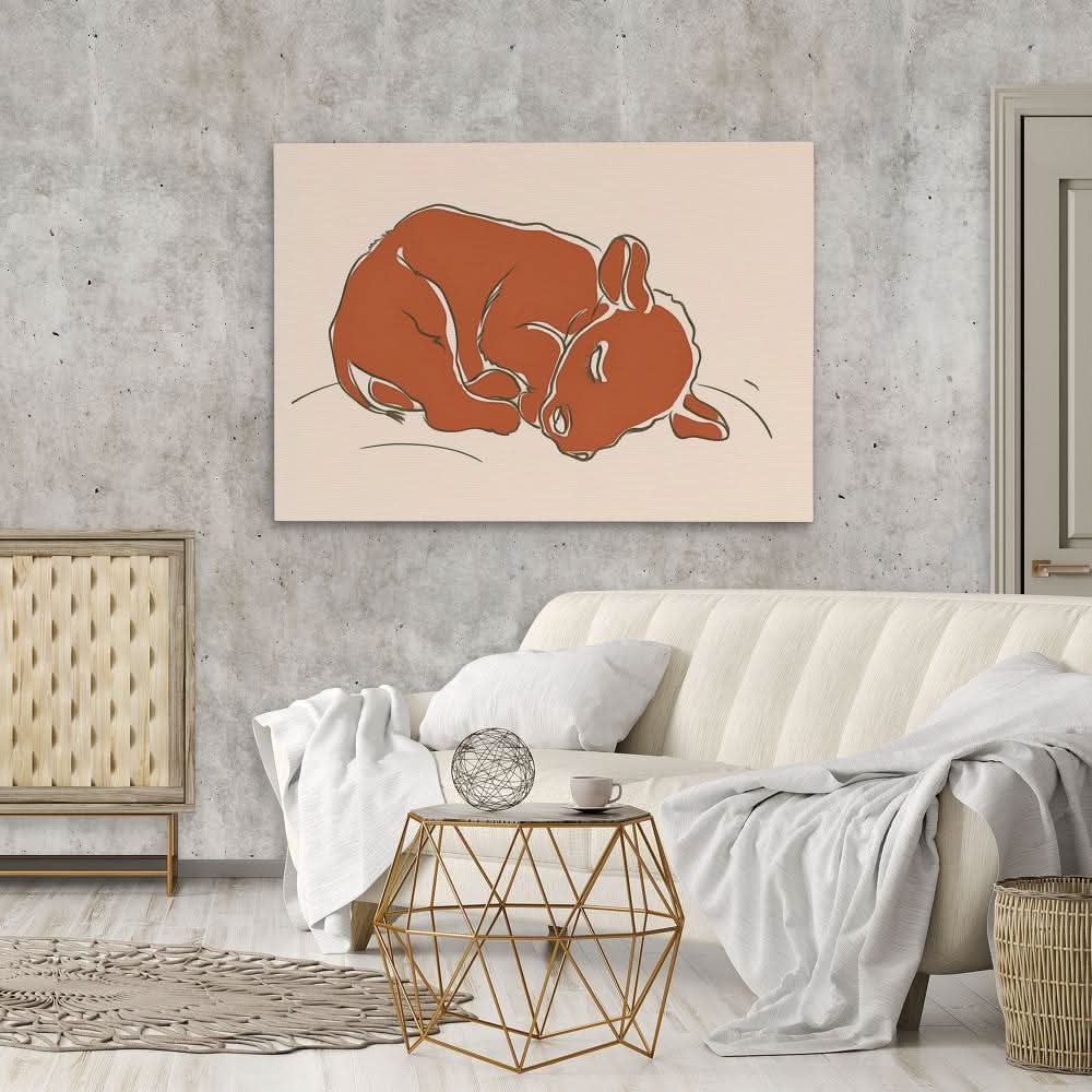 Sleeping Calf - Baby Animal Wall Art in Black Frame