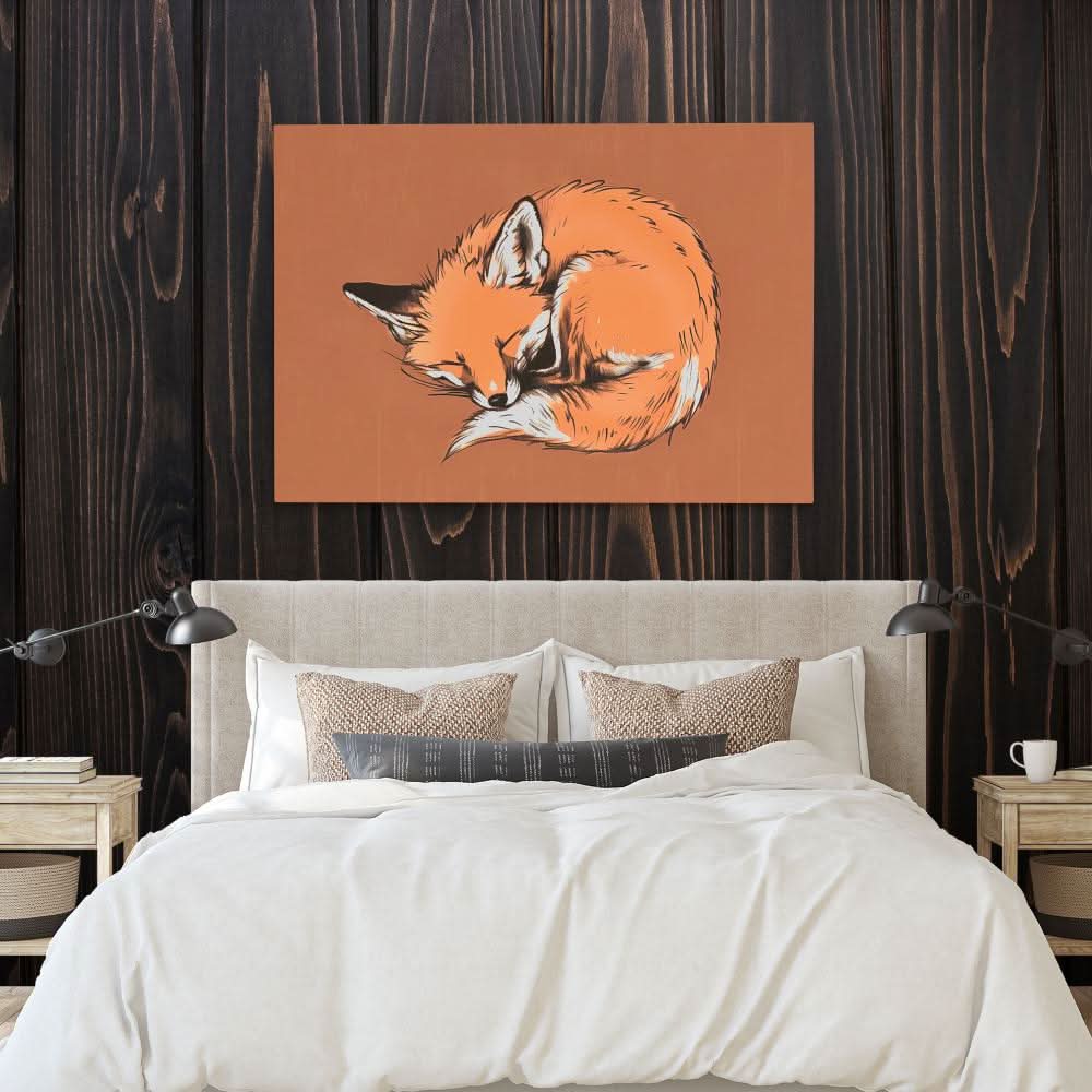 Sleeping Fox - Brown Fox Canvas Print