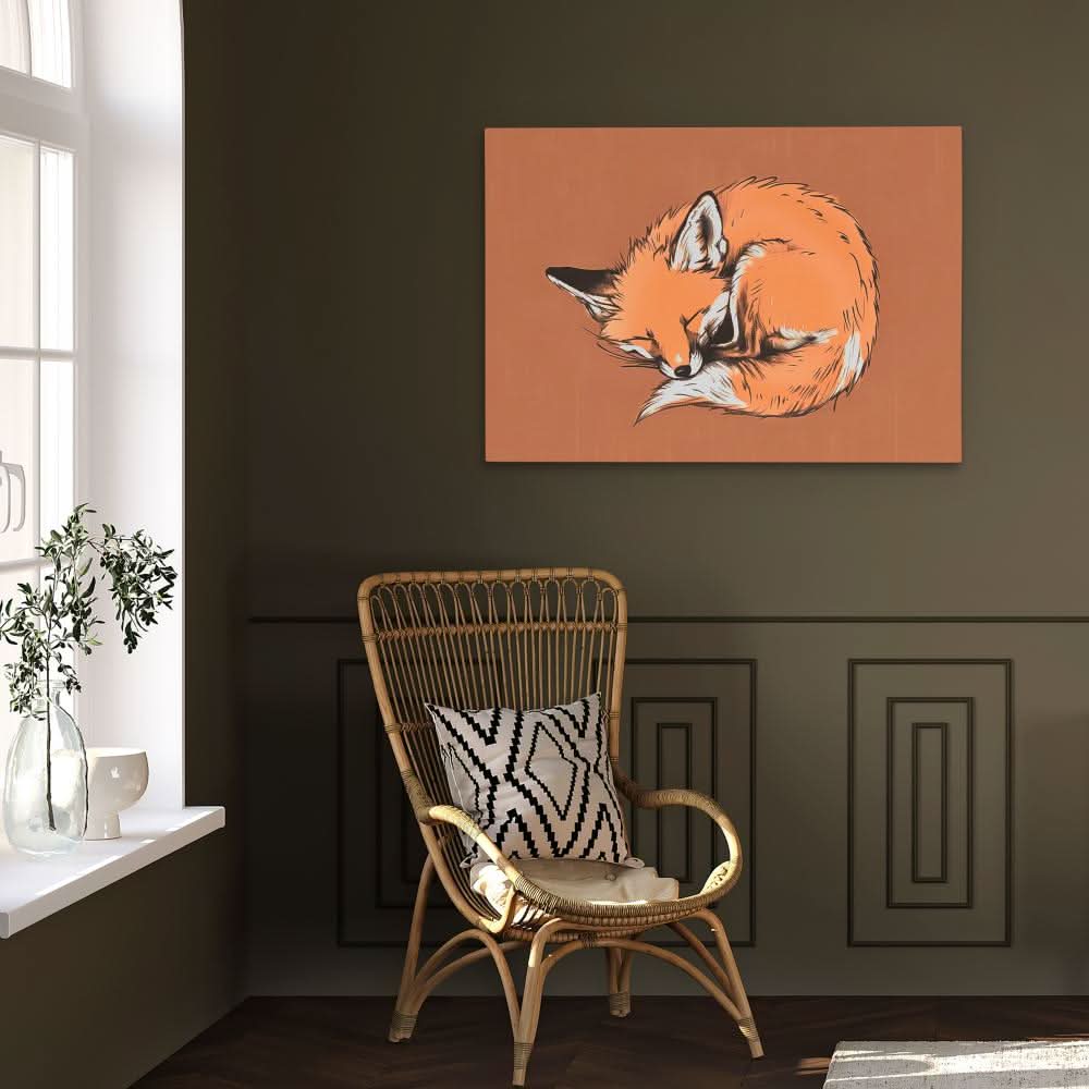 Sleeping Fox - Large Canvas Print