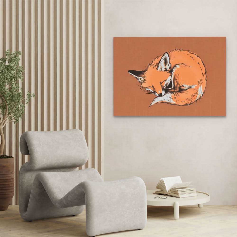 Sleeping Fox - Brown Wall Art for Living Room