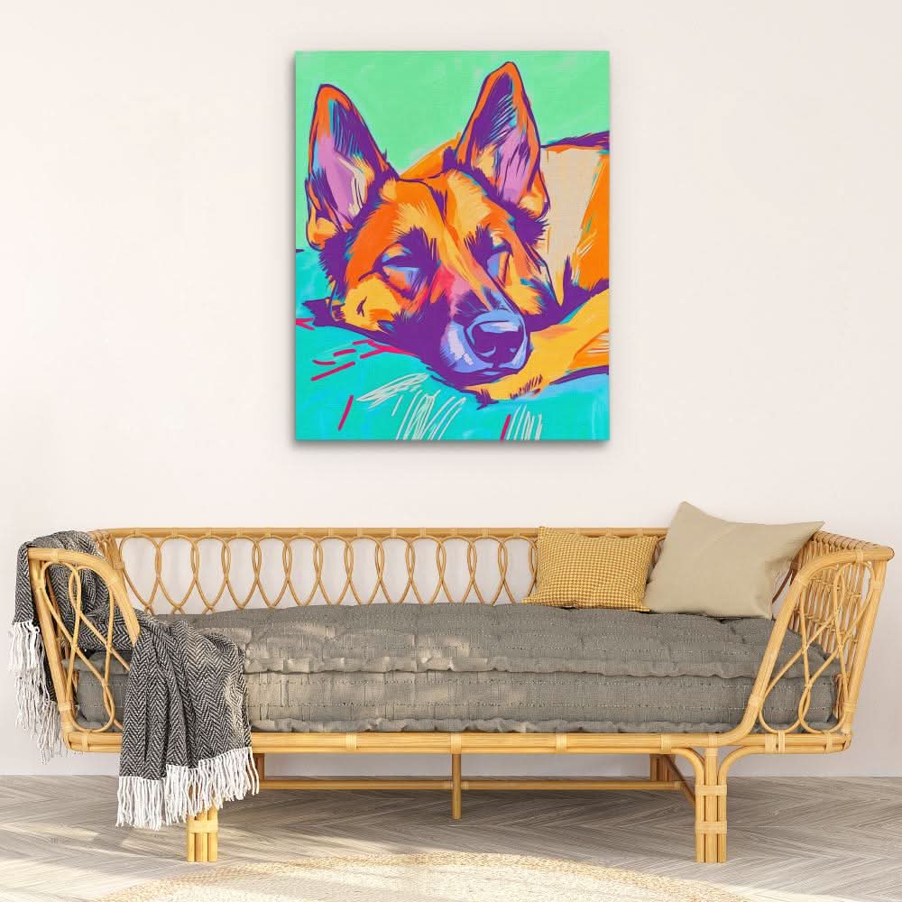 Sleeping German Shepherd - Large Canvas Print