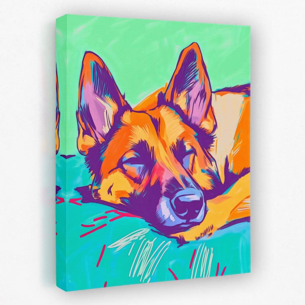 Sleeping German Shepherd - Dog Canvas Wall Art