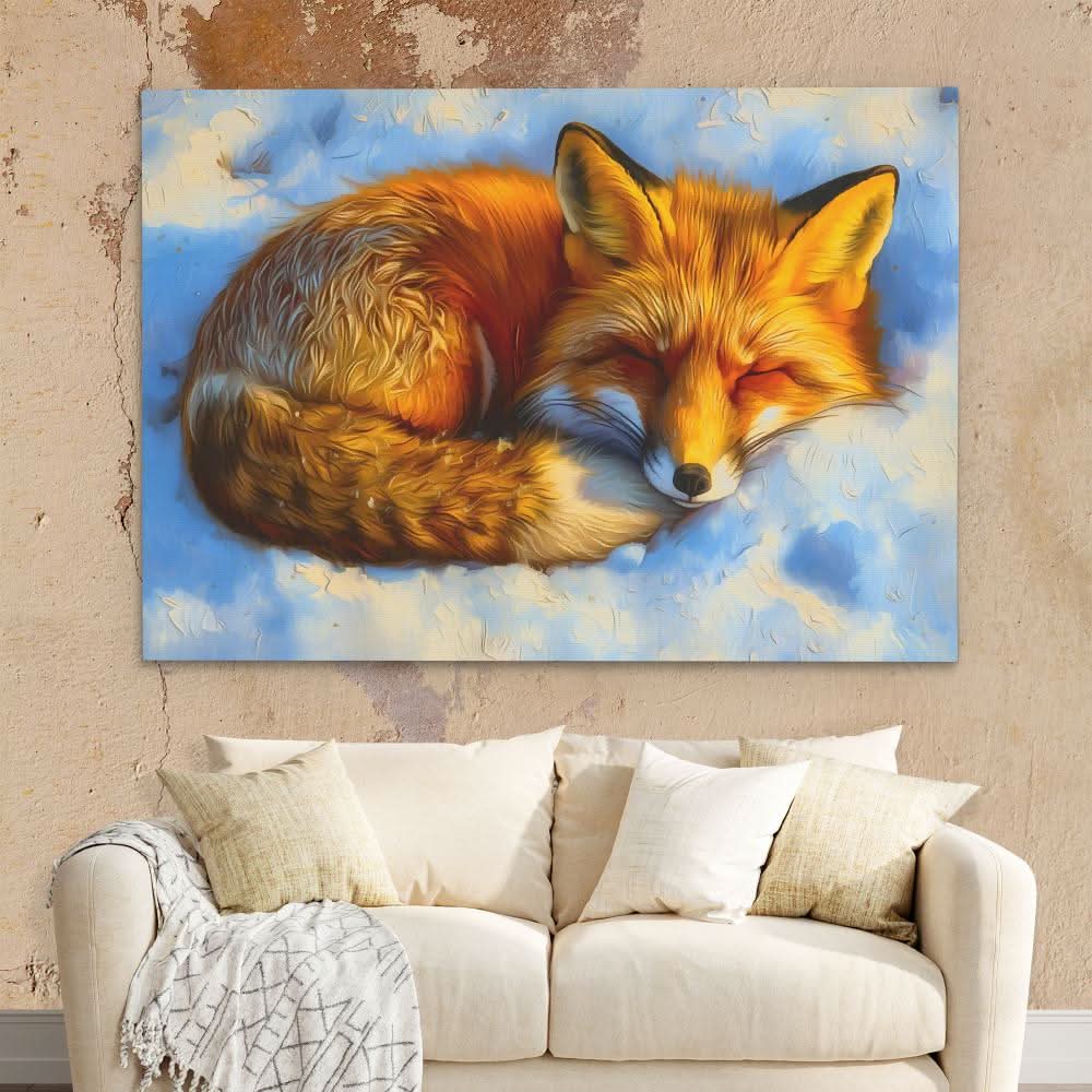 Sleepy Snow Fox - Animals Art