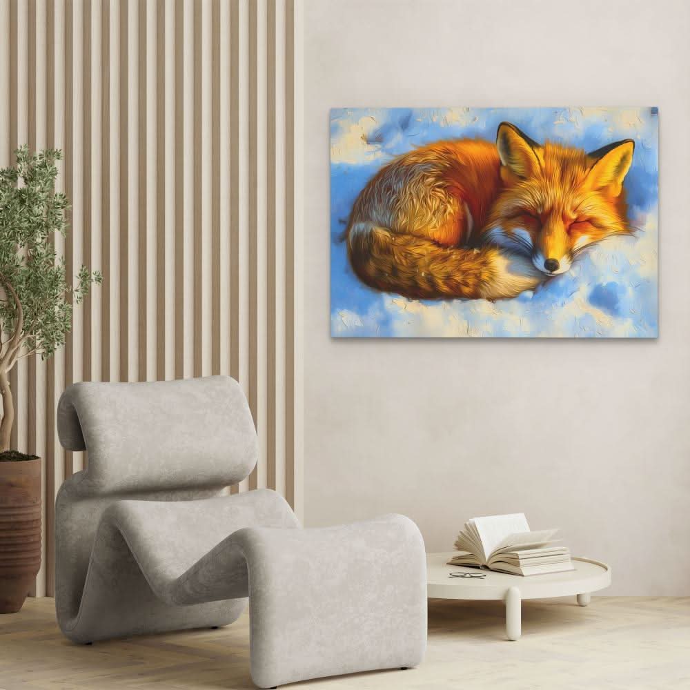Sleepy Snow Fox - Large Canvas Print