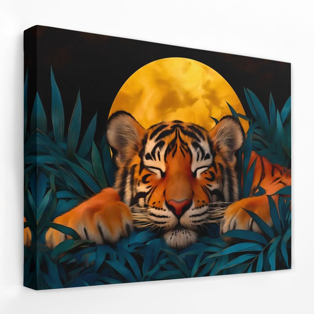 Sleepy Stripes - Big Cat Canvas Wall Art