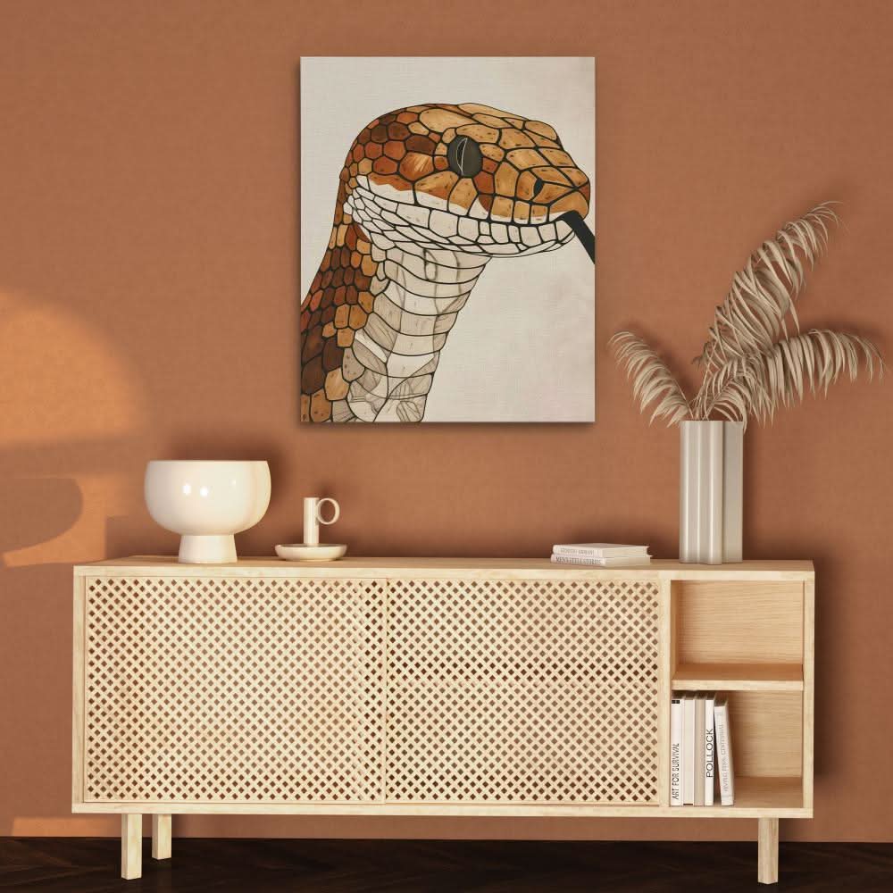 Slithering Snake - Minimalist Wall Art in Black Frame