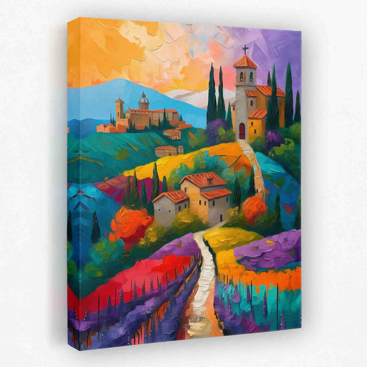Small Town in Italy - Church Canvas Wall Art