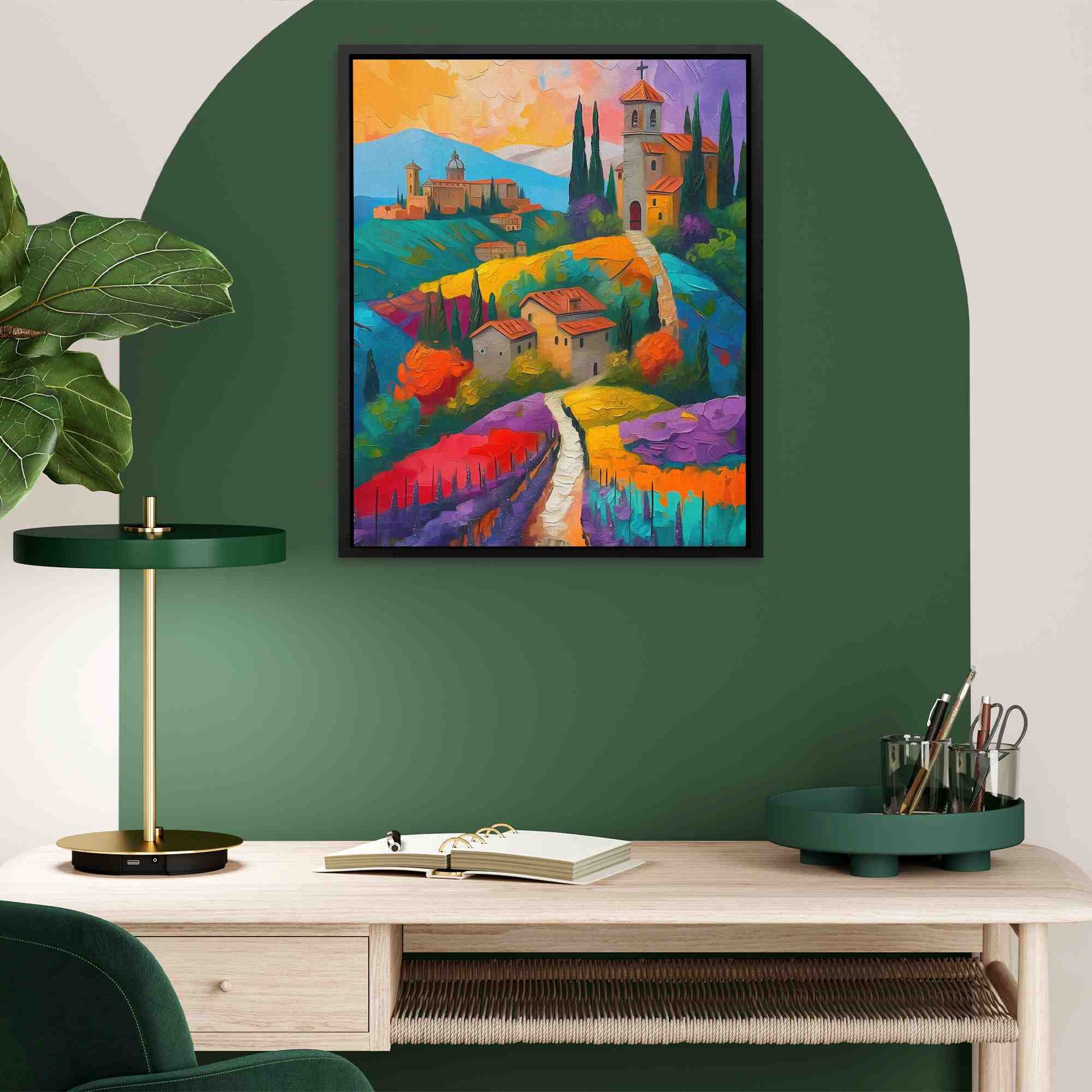 Small Town in Italy - Wall Art in Black Frame