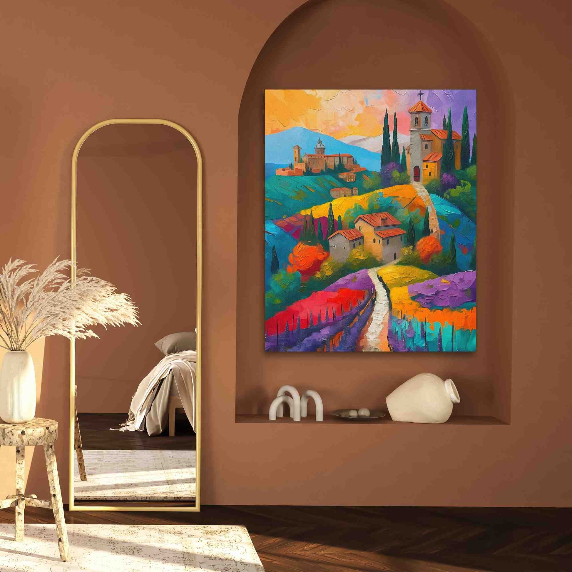 Small Town in Italy - City Wall Art in Black Frame
