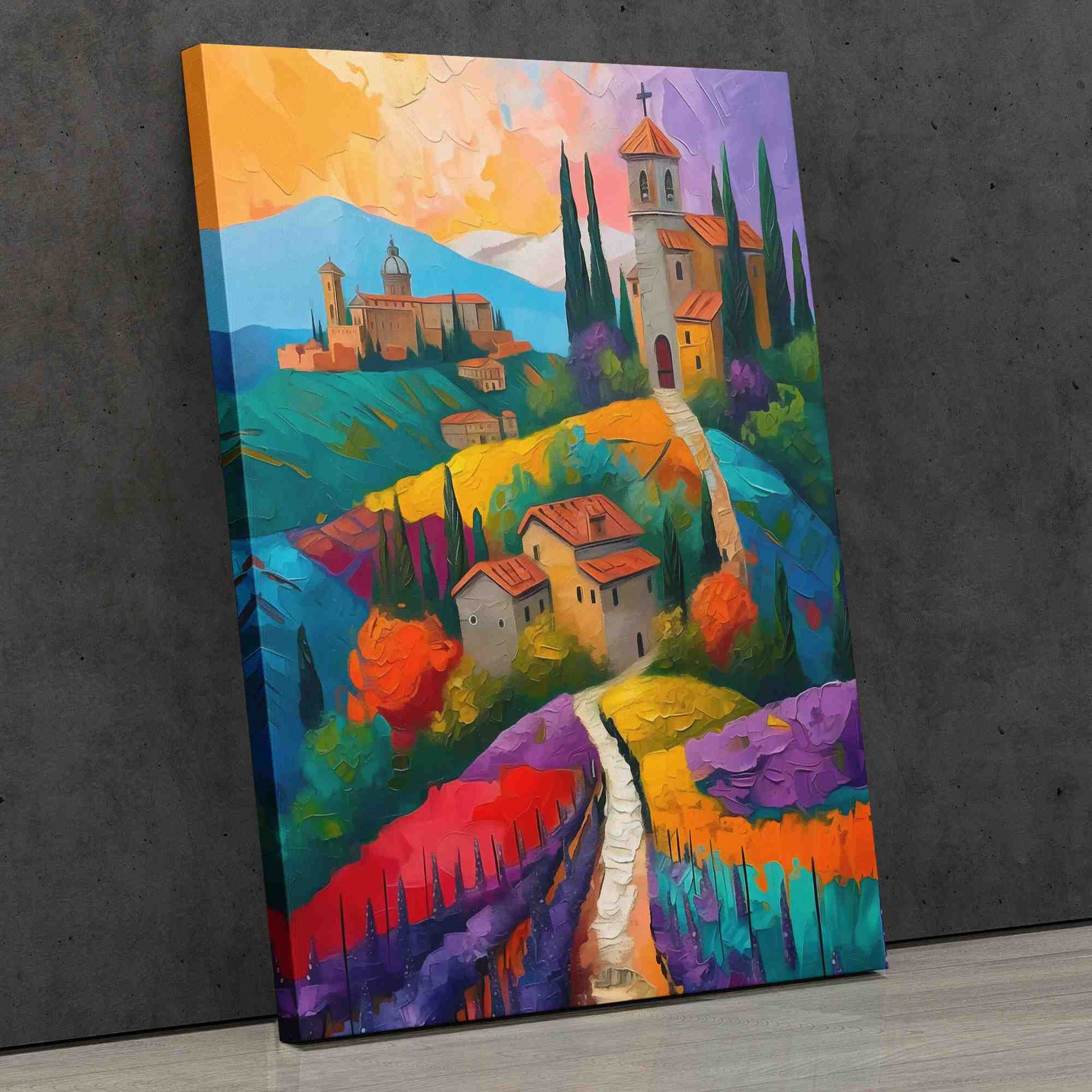 Small Town in Italy - Colorful Canvas Wall Art