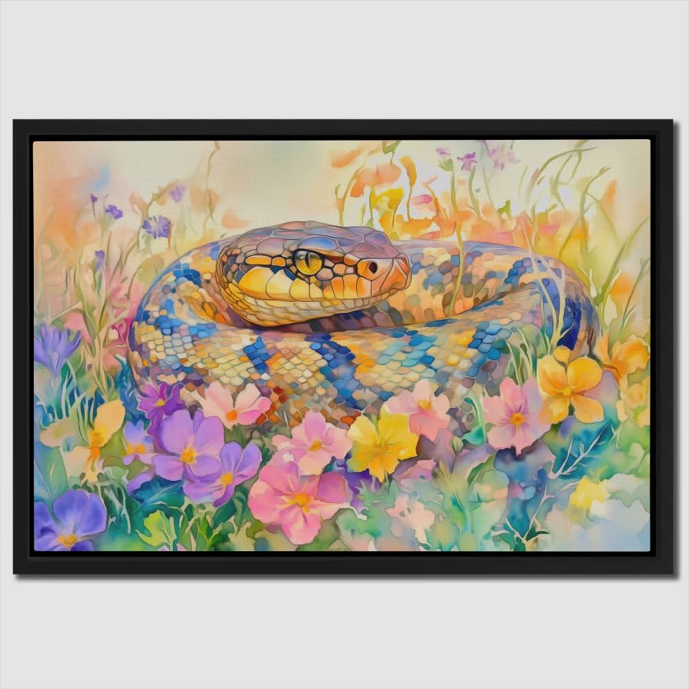 Snake in Flowers - Floral Art for Bedroom