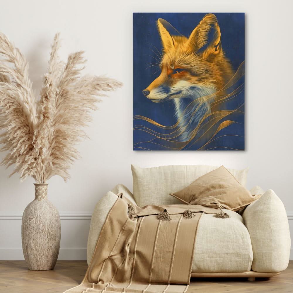 Sneaky Fox - Blue Wall Art
