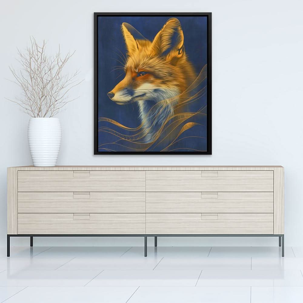 Sneaky Fox - Fox Wall Art in Black Frame
