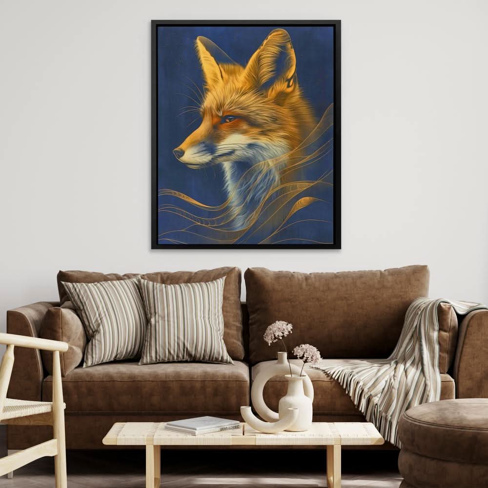 Sneaky Fox - Abstract Wall Art in Black Frame