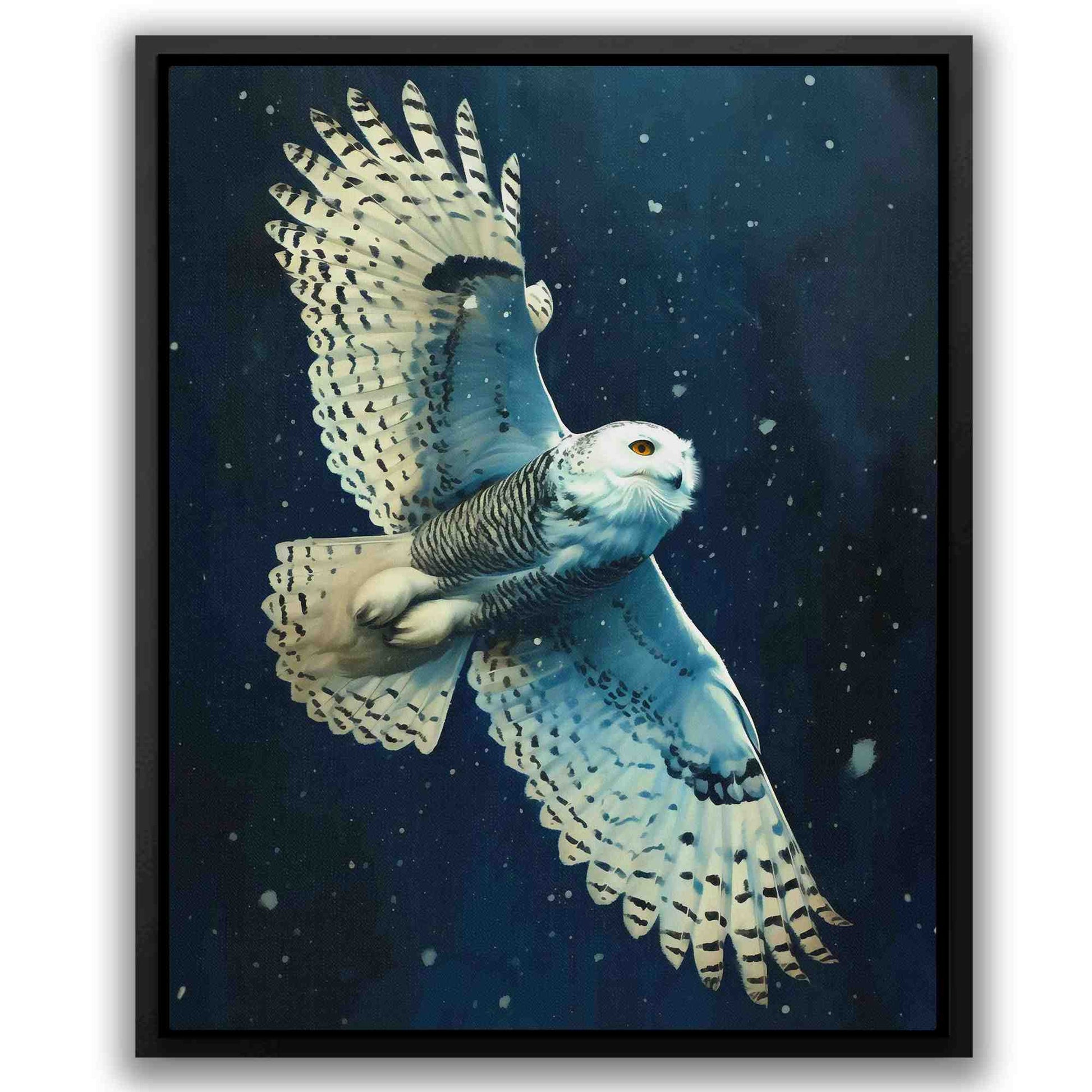 Snow Owl in Flight - Framed Art Print