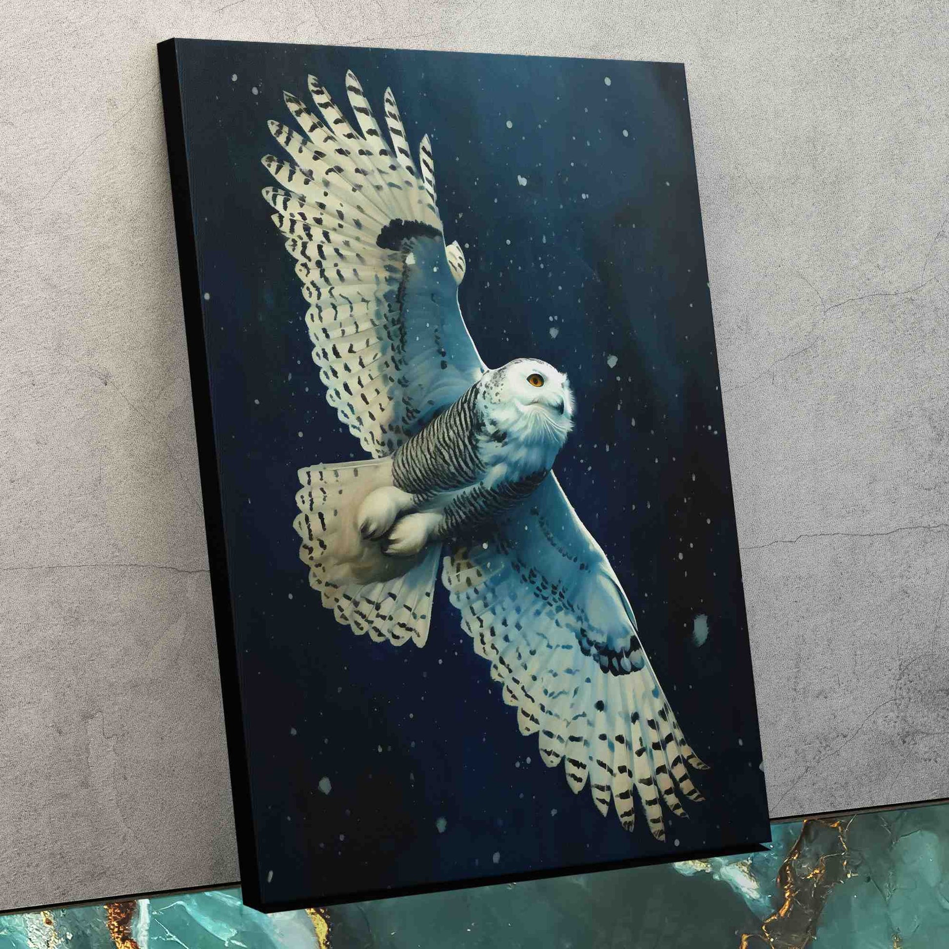Snow Owl in Flight - Animals Art
