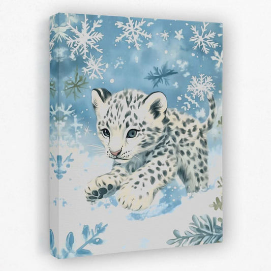 Snowflake Hunter Leopard - Animals Canvas Wall Art