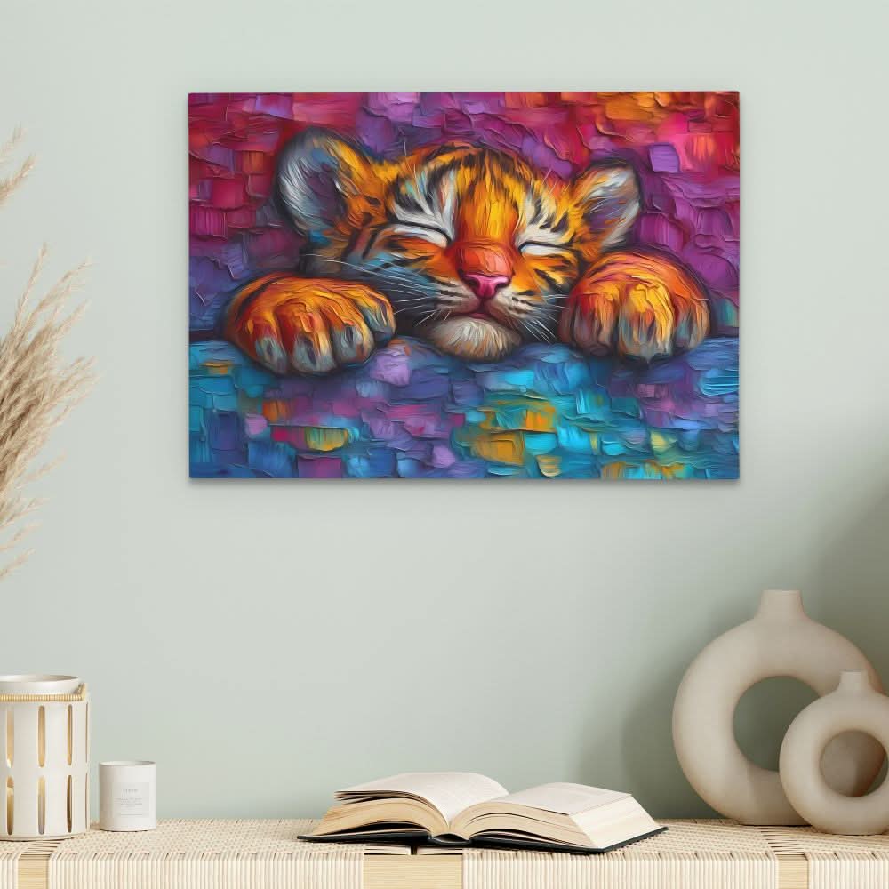 Snuggling Tiger Cub - Large Canvas Print