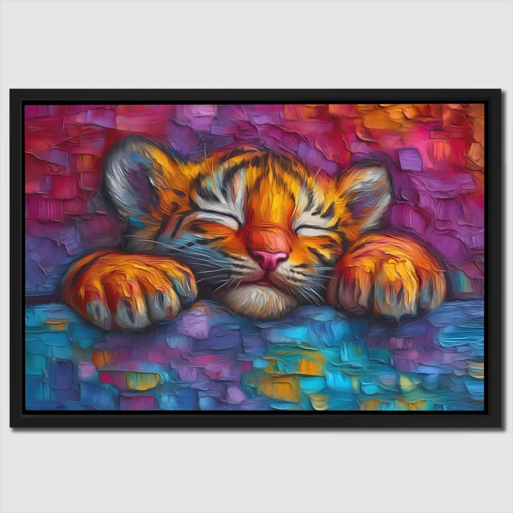 Snuggling Tiger Cub - Colorful Tiger Canvas Print