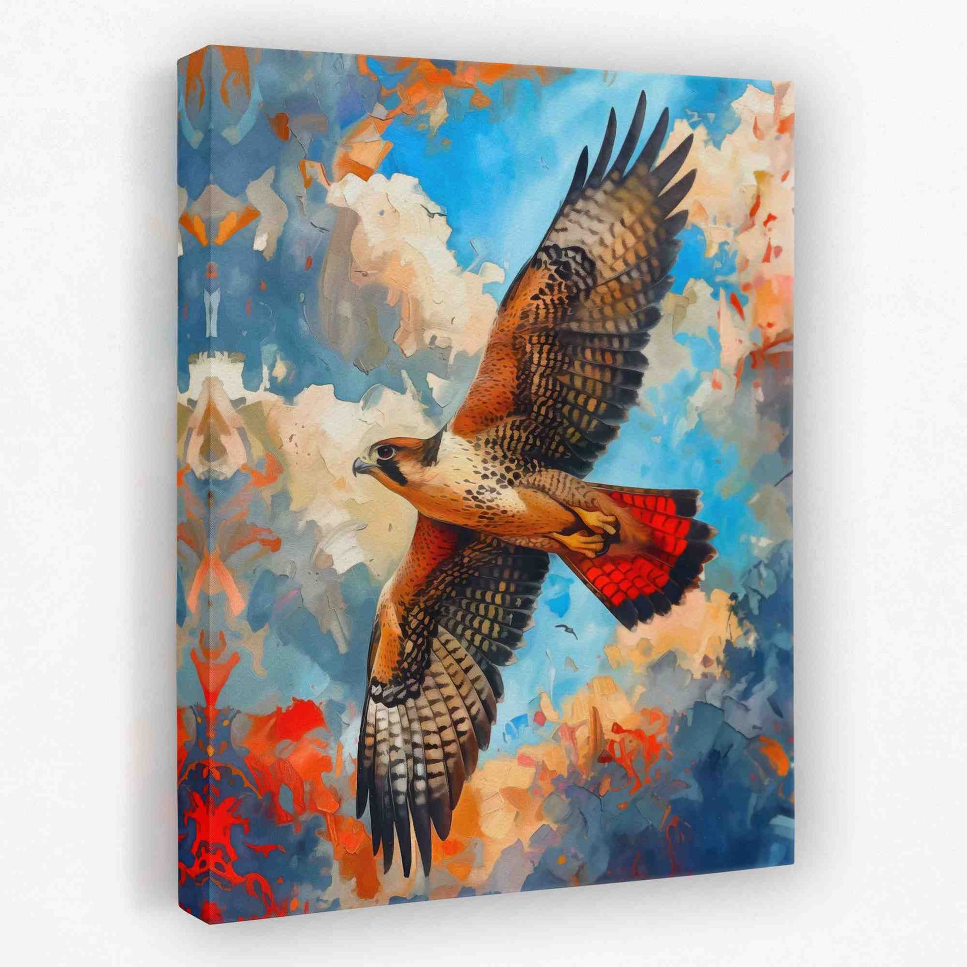 Soaring Red Hawk - Animals Canvas Wall Art