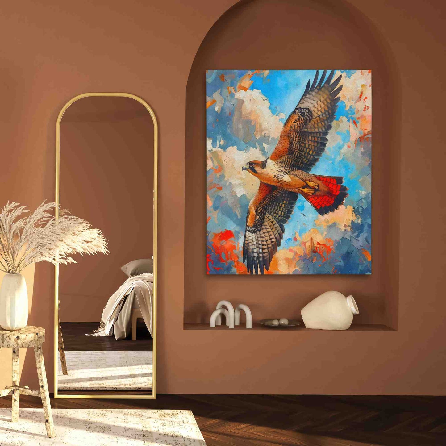 Soaring Red Hawk - Framed Art Print