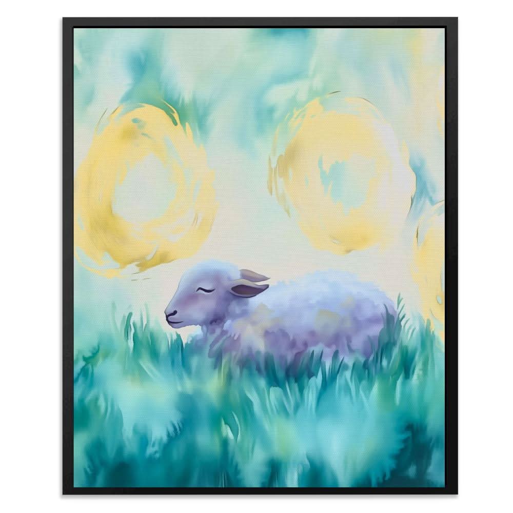 Soft Grass Slumber - Blue Canvas Wall Art