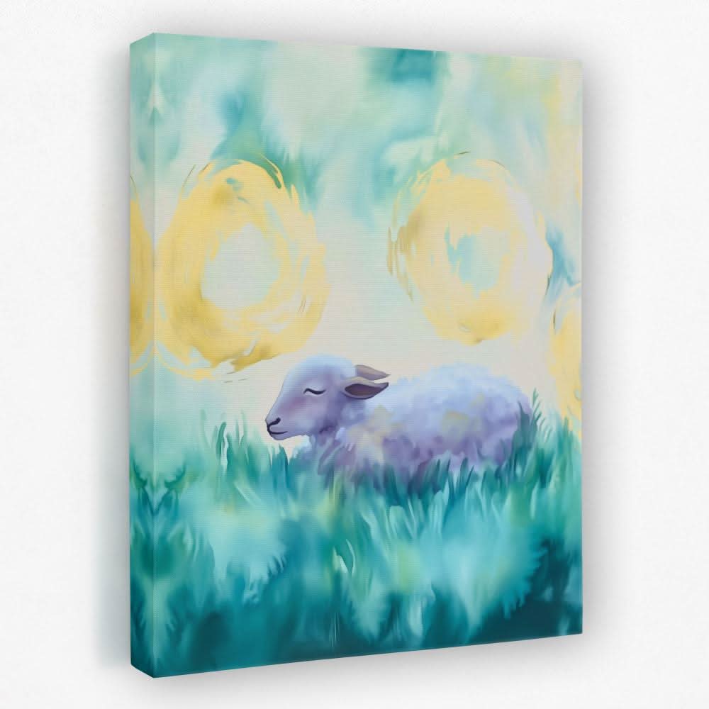 Soft Grass Slumber - Baby Animal Canvas Wall Art