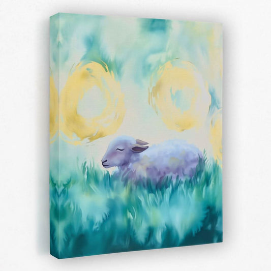 Soft Grass Slumber - Baby Animal Canvas Wall Art