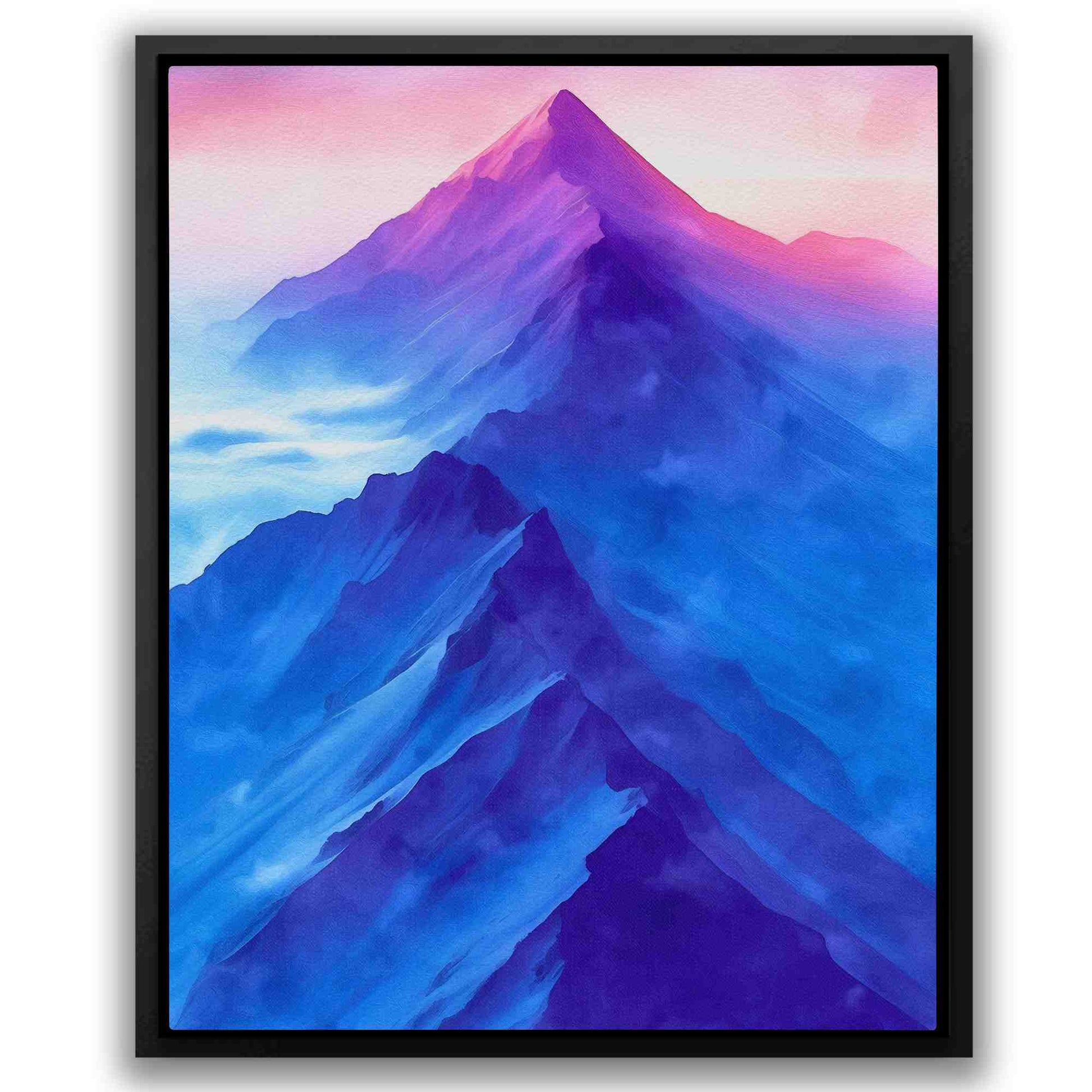 Soft Peaceful Mountains - Watercolor Blue Canvas Wall Art