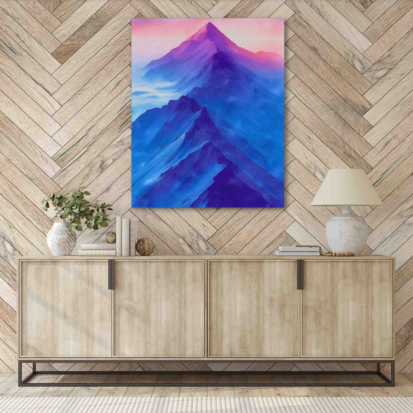 Soft Peaceful Mountains - Large Watercolor Canvas Print