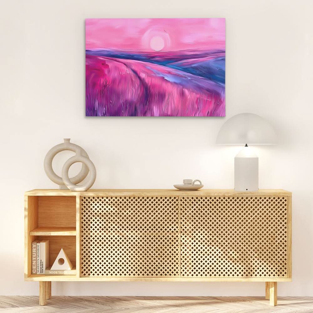 Soft Pink Hills - Landscapes Wall Art in Black Frame