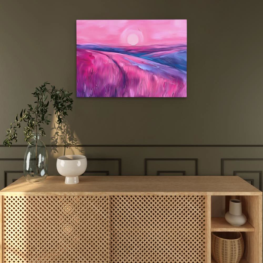 Soft Pink Hills - Abstract Wall Art in Black Frame