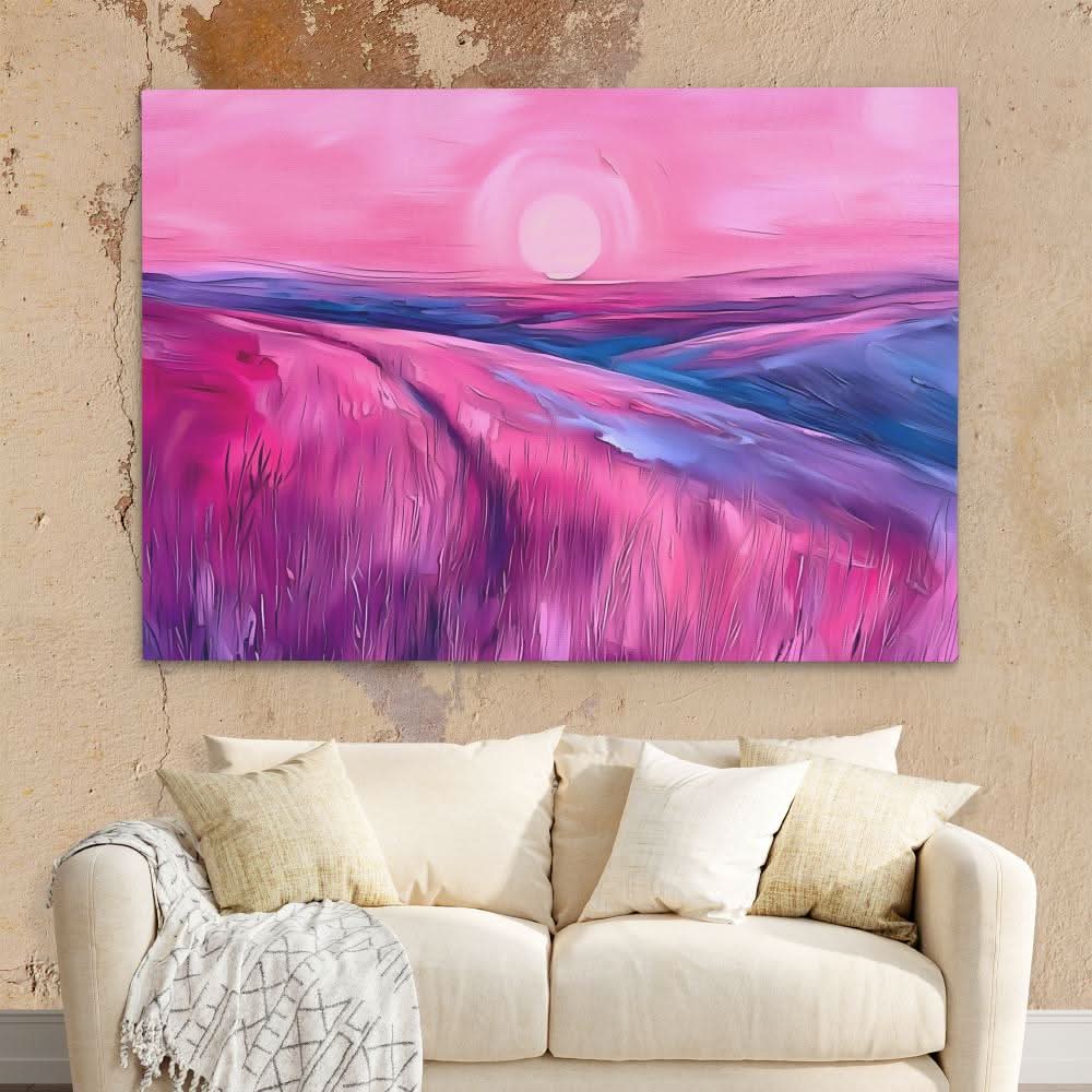 Soft Pink Hills - Large Abstract Canvas Print