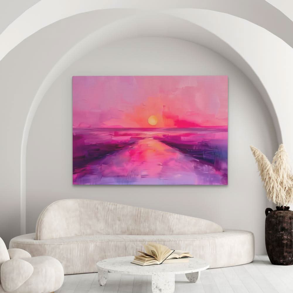 Soft Pink Sunset - Abstract Pink Canvas Wall Art