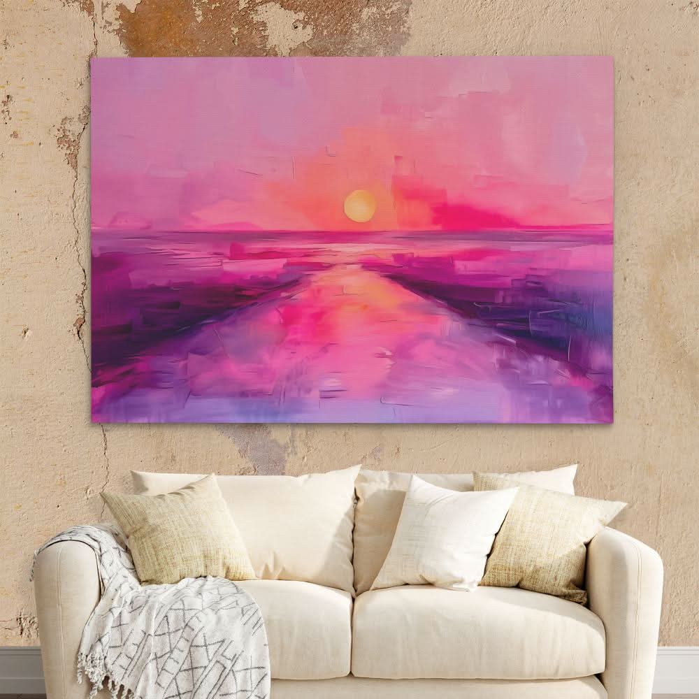 Soft Pink Sunset - Large Abstract Canvas Print