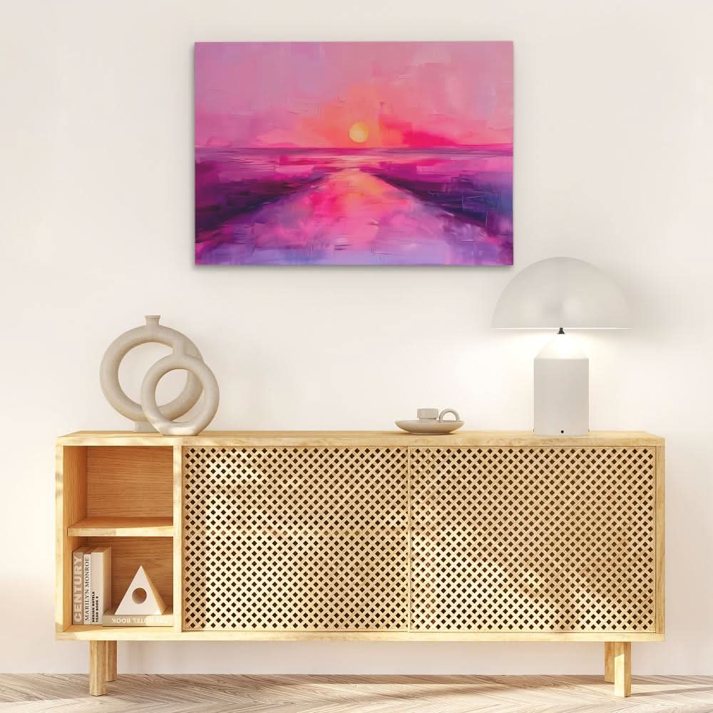 Soft Pink Sunset - Pink Landscapes Canvas Print