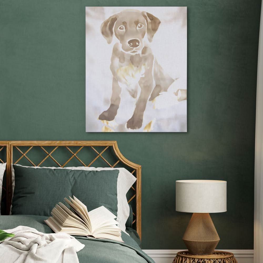 Soft Watercolor Puppy - Large Minimalist Canvas Print