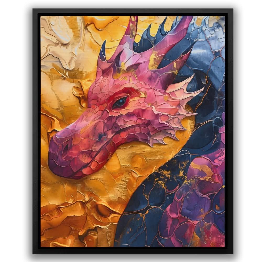 Solar Flare Dragon - Gold Mythical Creatures Canvas Print